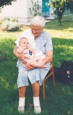 Ella with great-granddaughter Csenge