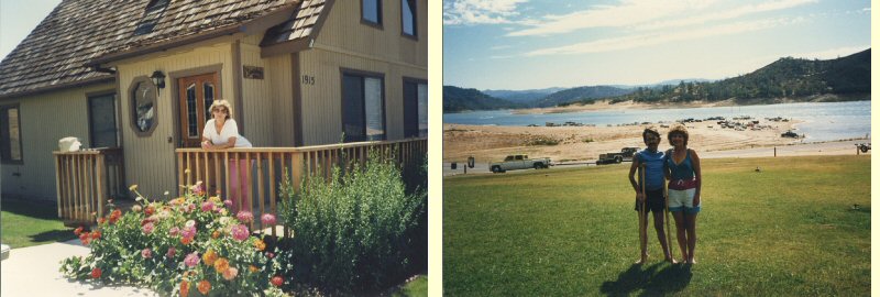 Visitors welcome, and with Tom at Lake Nacimiento, Heritage Ranch, Summer of 1987